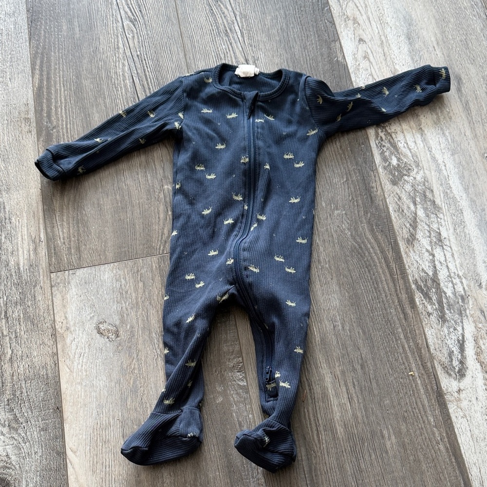 Firsts By Petit Lem Navy Blue Kids One Piece with Subtle Patterns